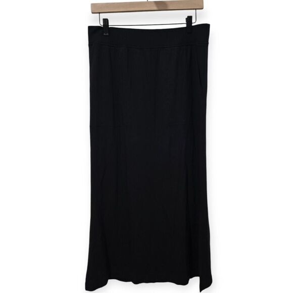 NWT Lou & Grey Size M Black Softblend Lite Jersey Split Side Midi Skirt Pockets - Picture 1 of 5